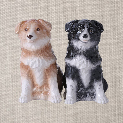 Border Collies ceramic salt and pepper shaker set