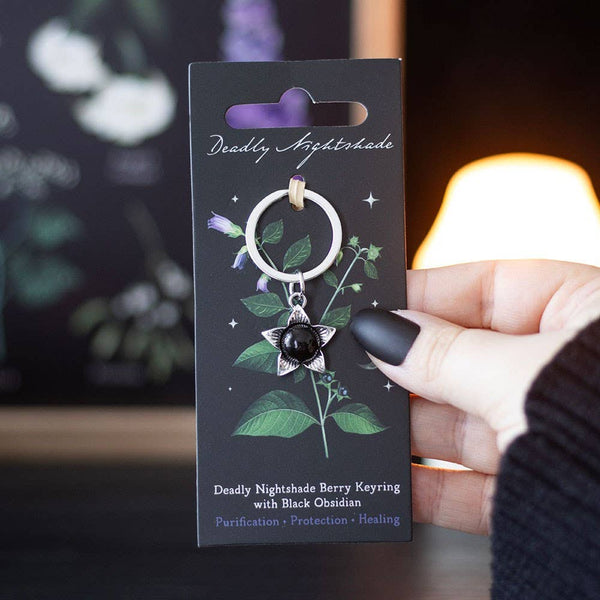 Belladonna sleutelhanger met zwarte obsidiaan