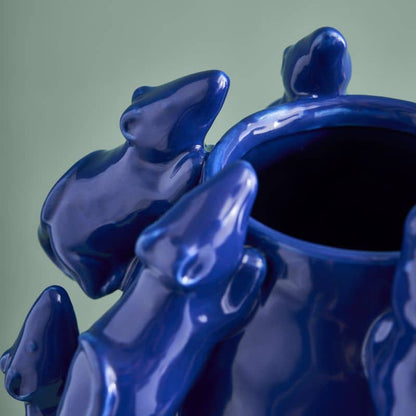 Vase M. Mäuschen, grès bleu cobalt, 23 x 23 x 26 cm