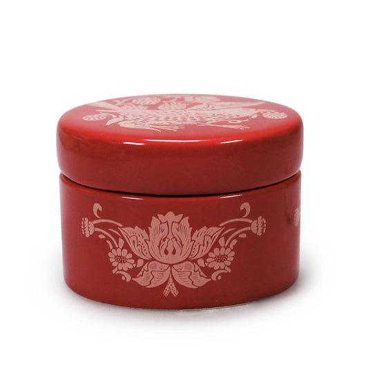 William Morris Strawberry Thief Raspberry Ceramic Jewelry Box