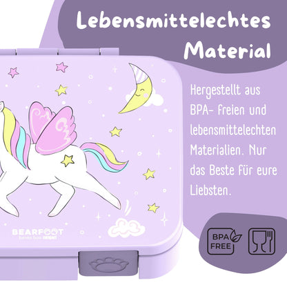 Compartmented lunch box, lightweight & leak-proof - Unicorn purple