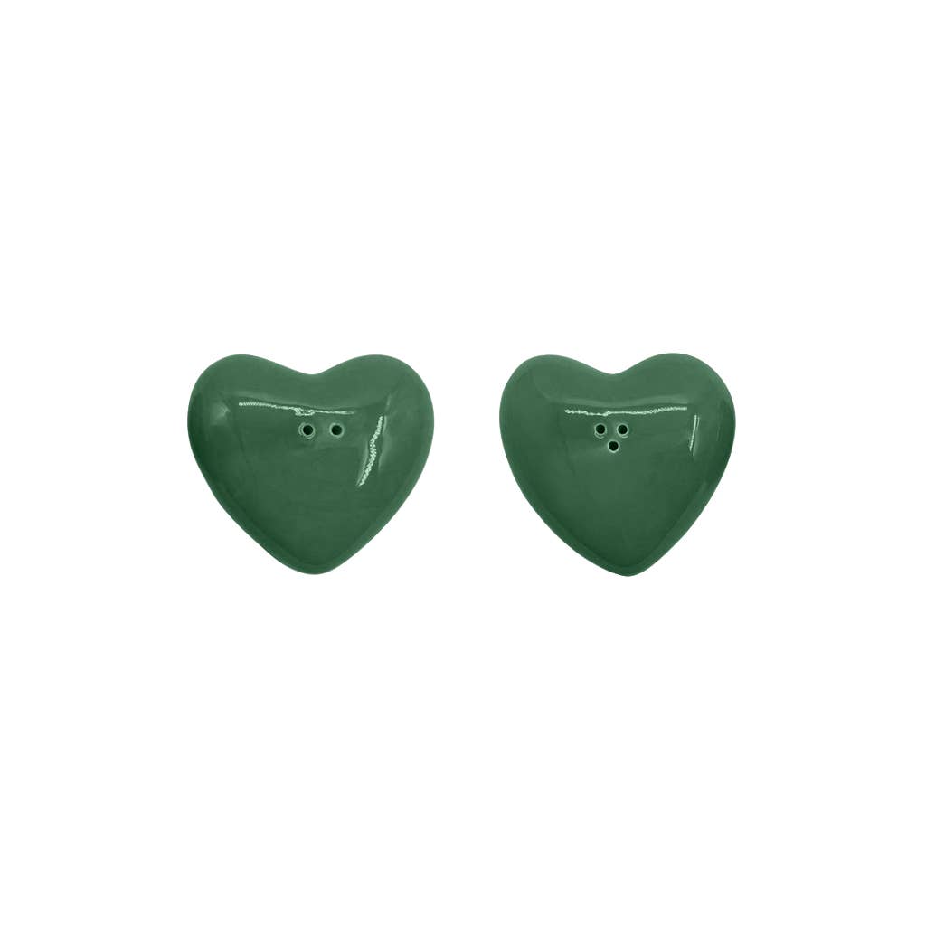 Green heart salt and pepper set L7 W6.5 H2cm