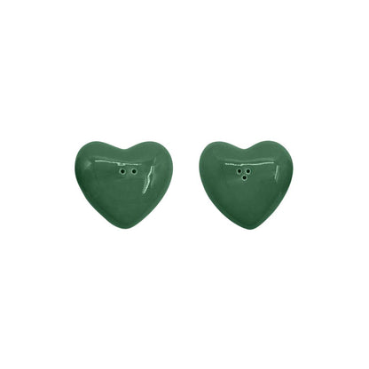 Green heart salt and pepper set L7 W6.5 H2cm