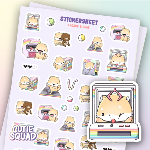 Arcade Shibas Sticker Sheets