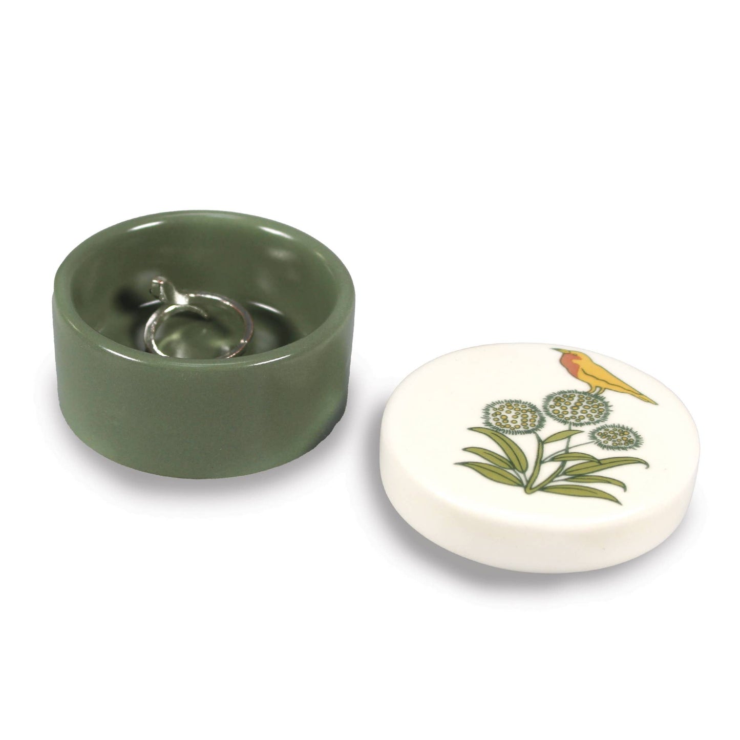 Voysey keramische sieradendoos, botanische tuin, wilde dieren, vogel