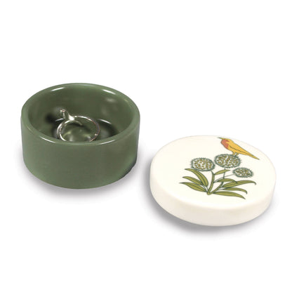 Voysey keramische sieradendoos, botanische tuin, wilde dieren, vogel