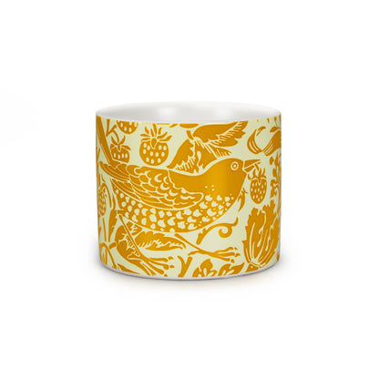 William Morris Strawberry Thief ceramic flower pot, yellow