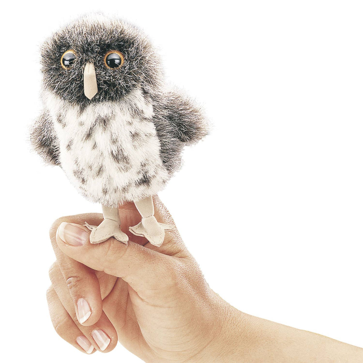Spotted mini owl finger puppet