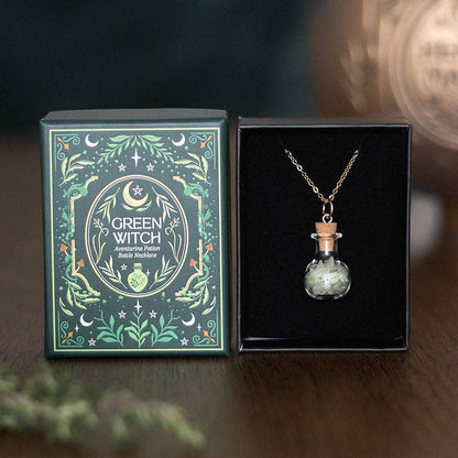 Groene Heks Aventurijn Toverdrank Fles Ketting