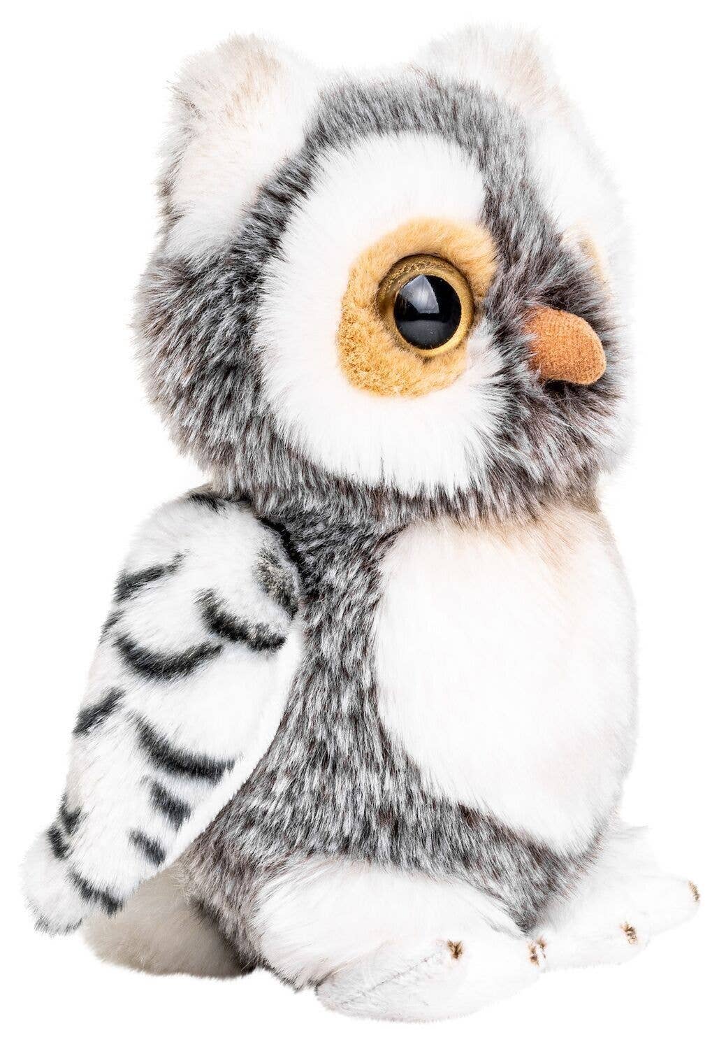 Grey and white owl plush toy