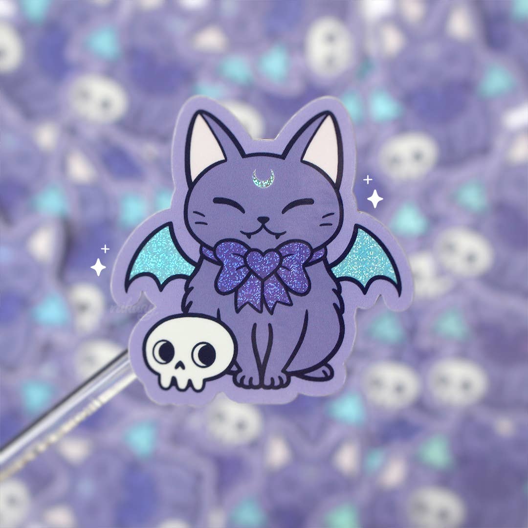 Meowgical Cat Bat Glitter Stickers