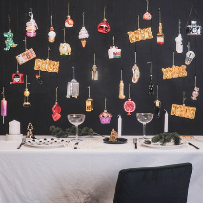 UV incandescent candle, Christmas decoration, glass, 4 x 4.5 x 13 cm