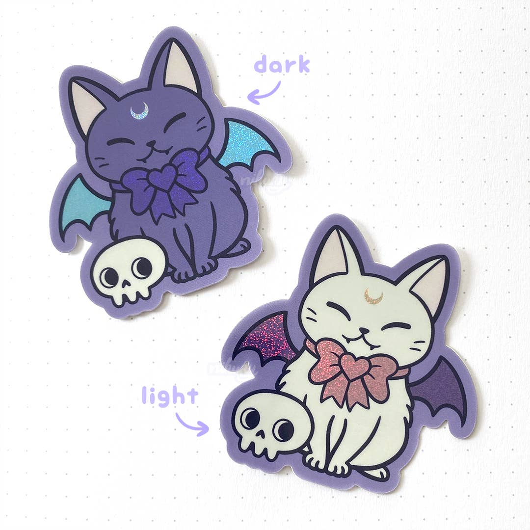 Meowgical Cat Bat Glitter Stickers