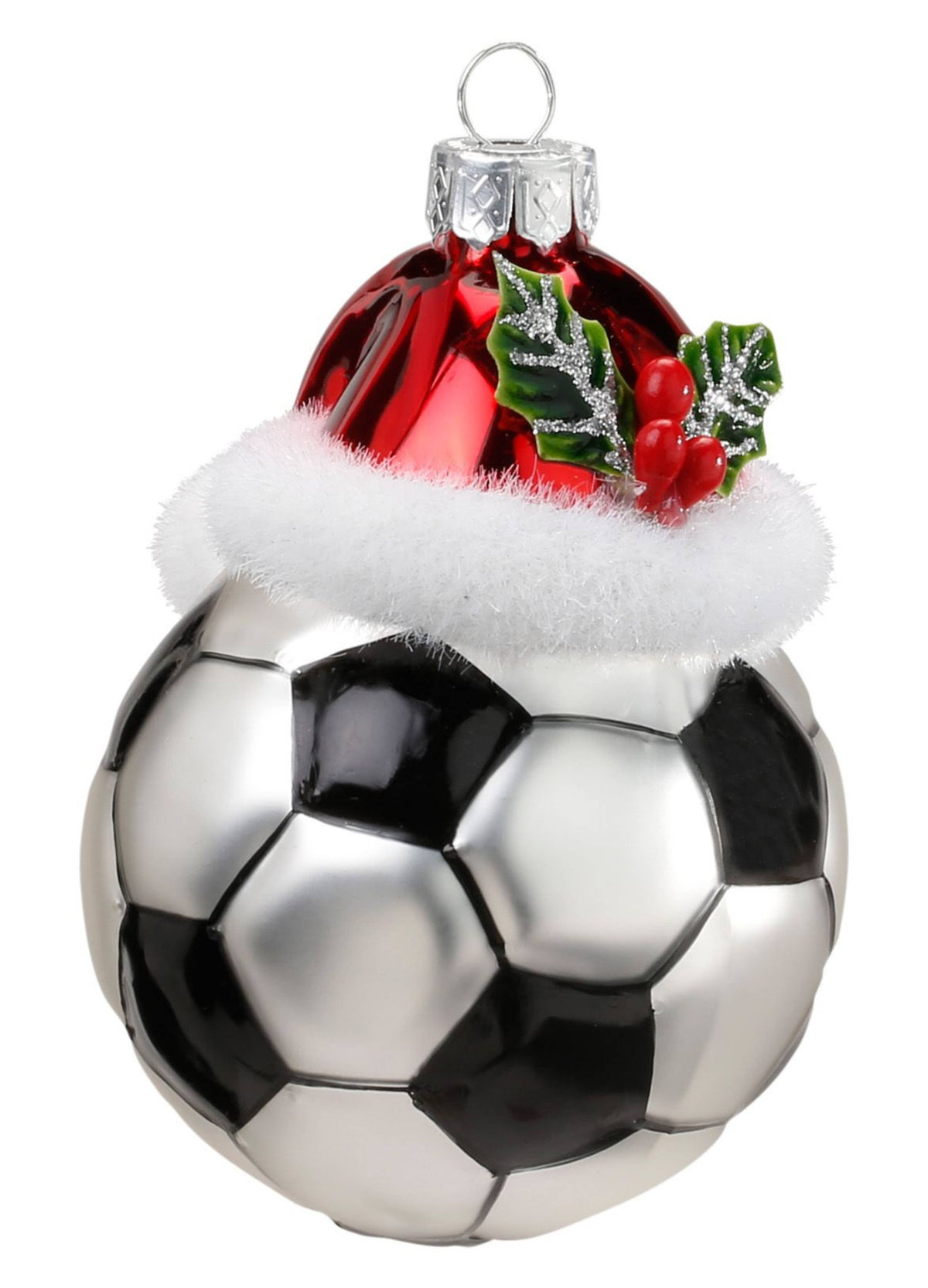 Décoration de Noël, ballon de football, en verre, 9 cm – Holly & Jolly