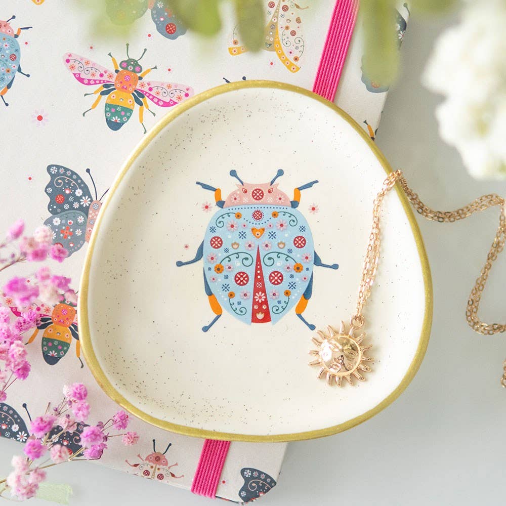 Floral ladybug trinket tray