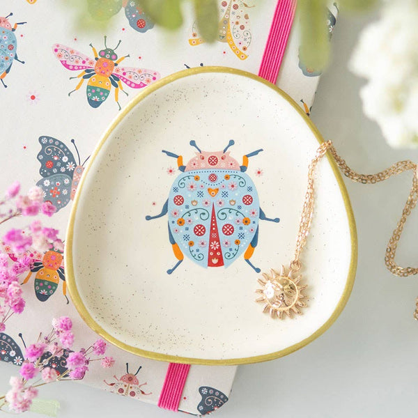 Floral ladybug trinket tray