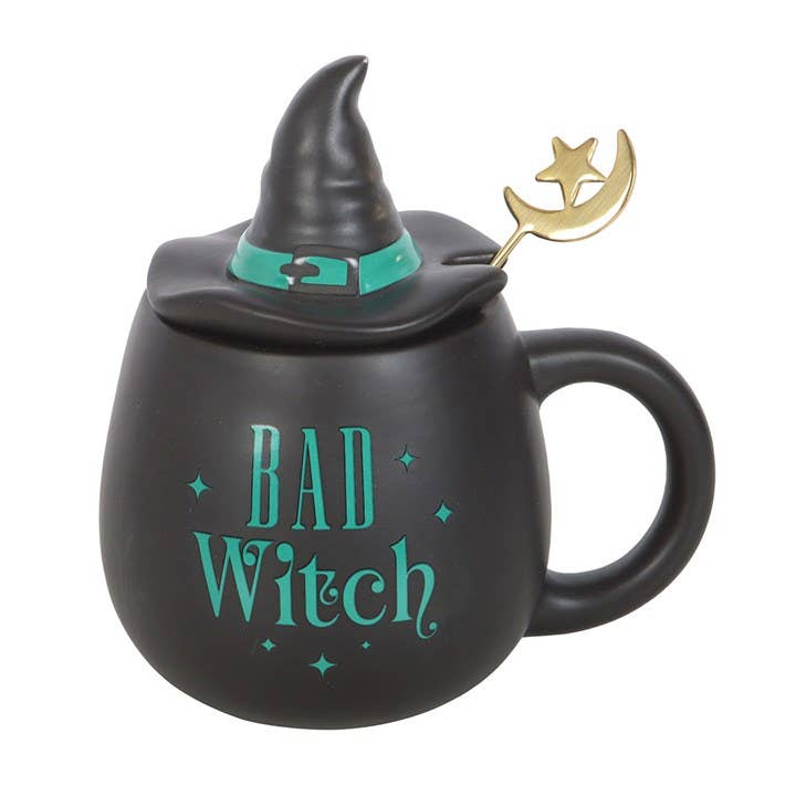 "Bad Witch" mug with lid and spoon