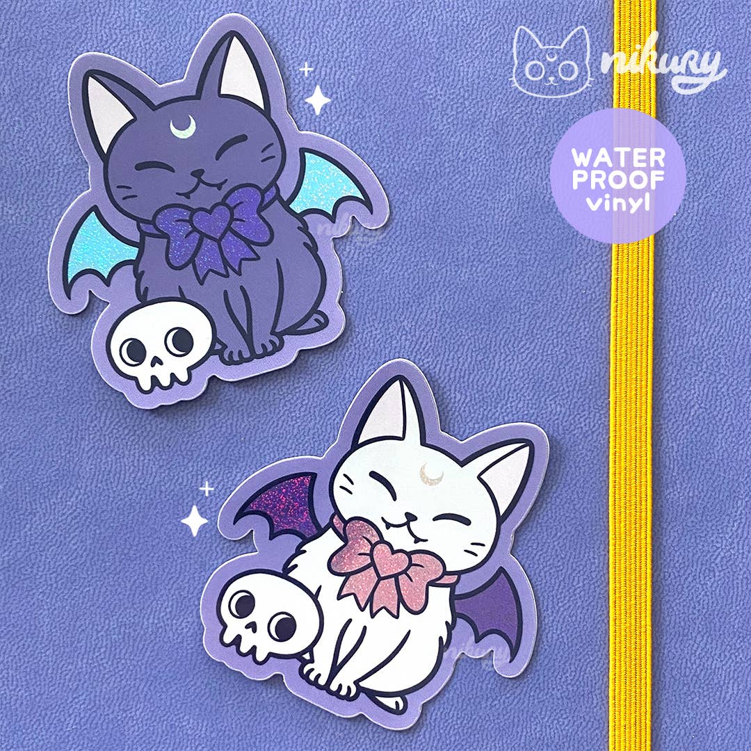 Meowgical Cat Bat Glitter Stickers