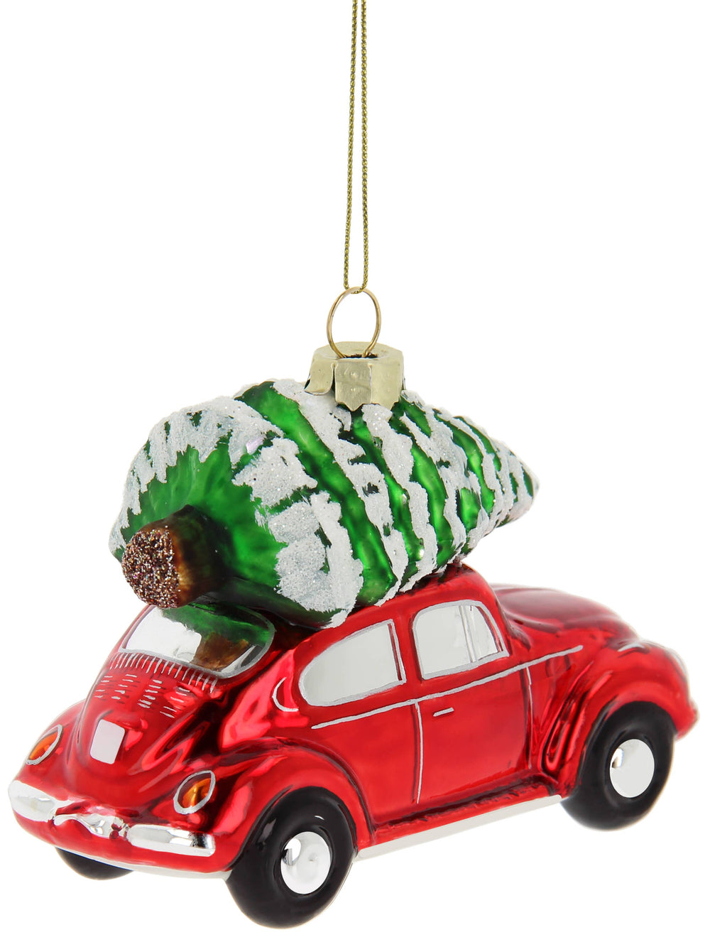 Rode VW Kever kerstdecoratie met kerstboom