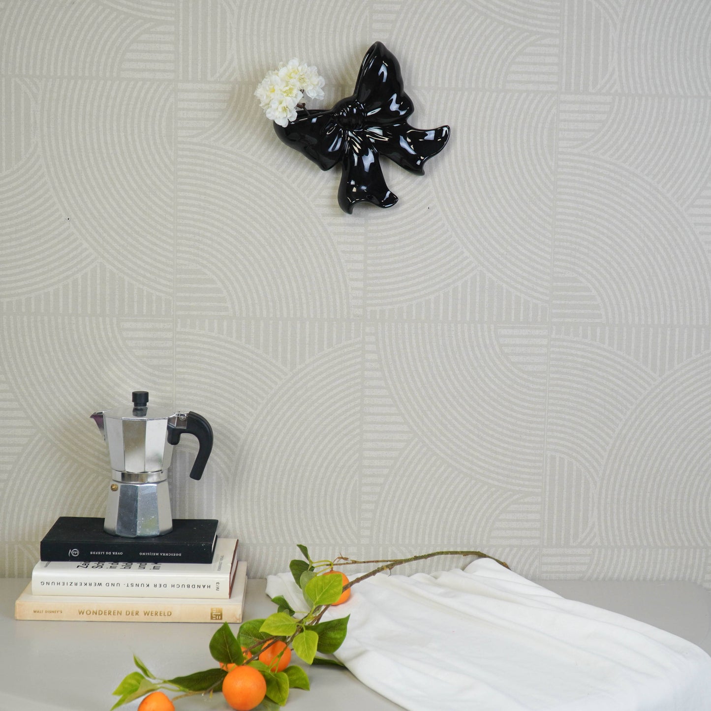 Vase mural- Vase Bol- Céramique- Noir- 19x18,5x5,5 cm