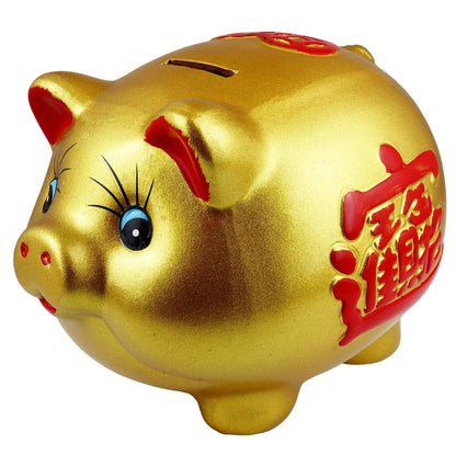 Tirelire Cochon Chanceux Doré