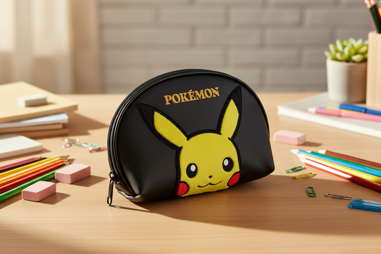 Pokémon etui – Pikachu met pluche patch