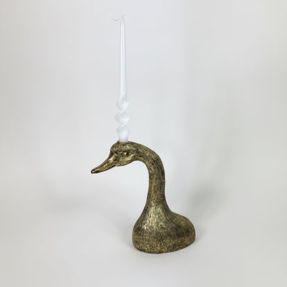 Antique Gilded Duck Head Candlestick