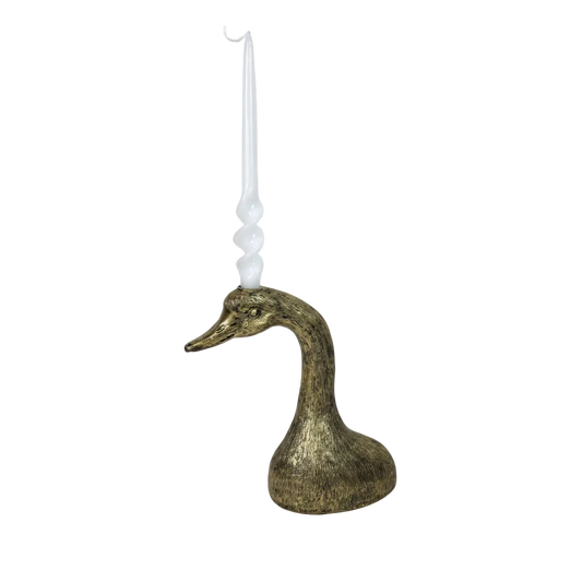 Antique Gilded Duck Head Candlestick