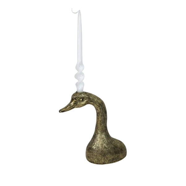 Antique Gilded Duck Head Candlestick