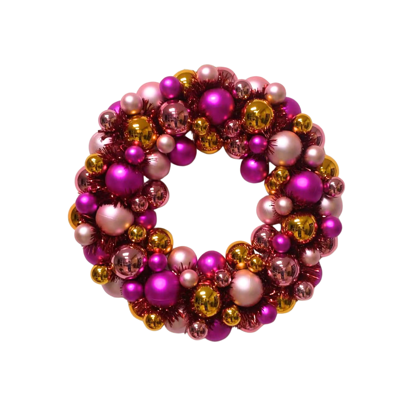 Couronne de Noël - Boules de Noël - Rose/Orange