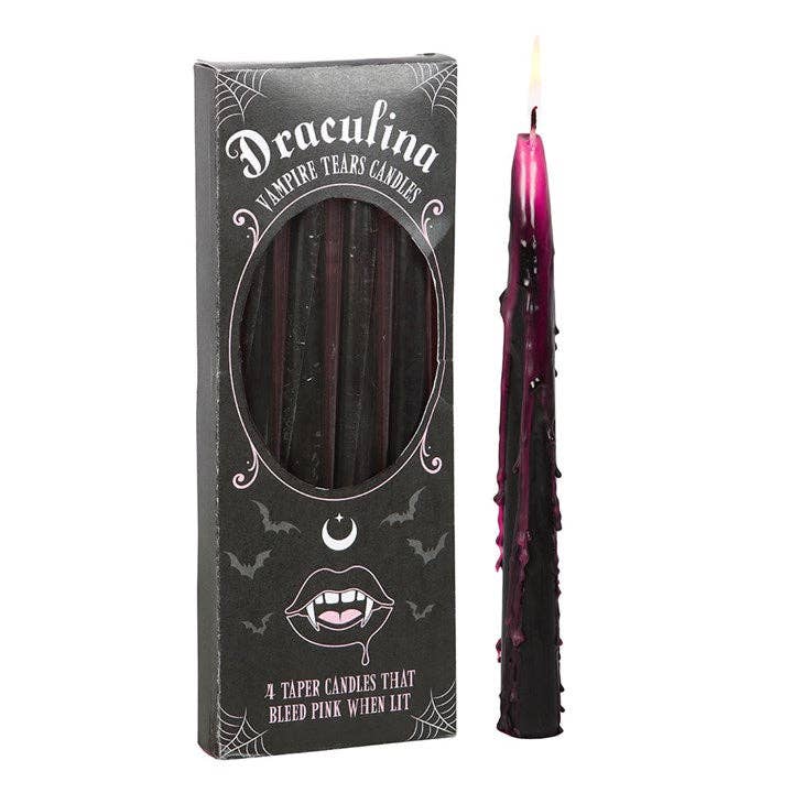 Set of 4 pink gothic "Vampire Tears" candles