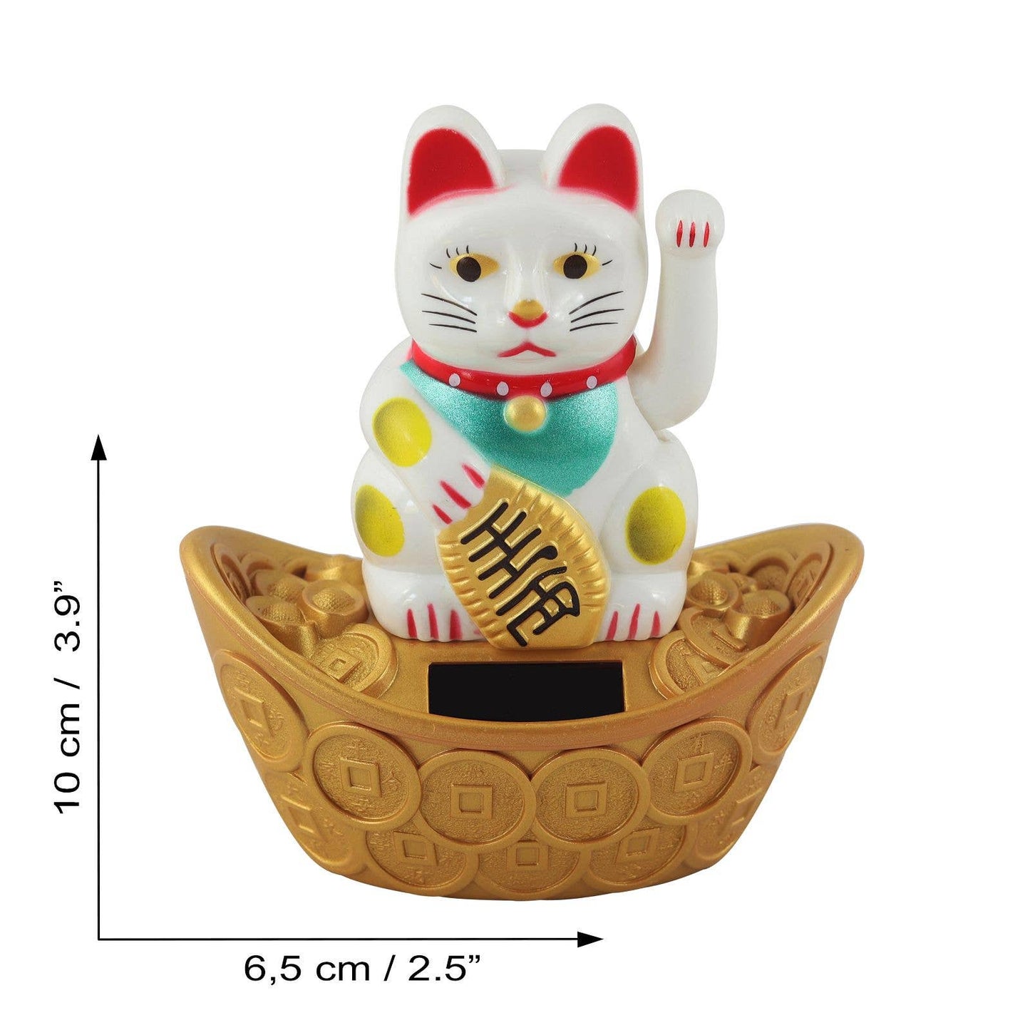 White Solar Lucky Cat 10cm