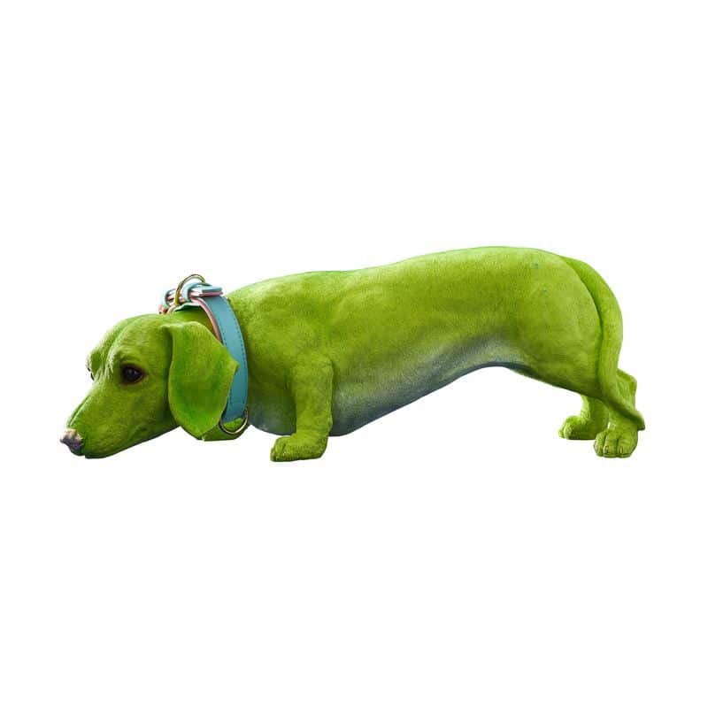 Dachshund Dog Wilfried M. Collar, Green Poly Resin