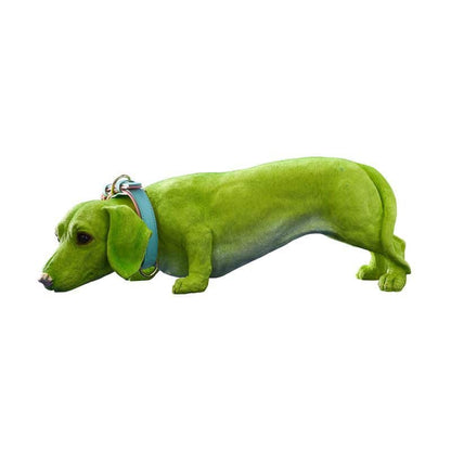 Dachshund Dog Wilfried M. Collar, Green Poly Resin