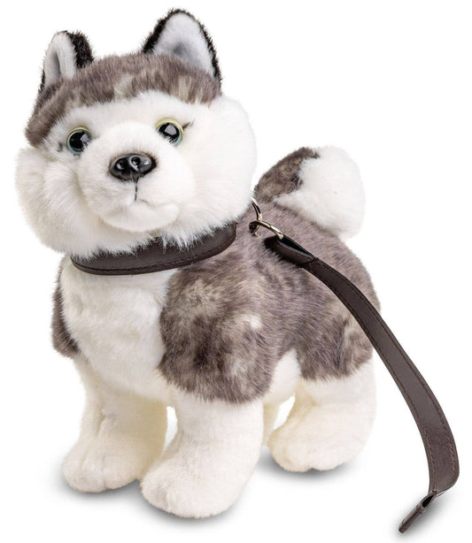 Pluche huskypuppy met riem