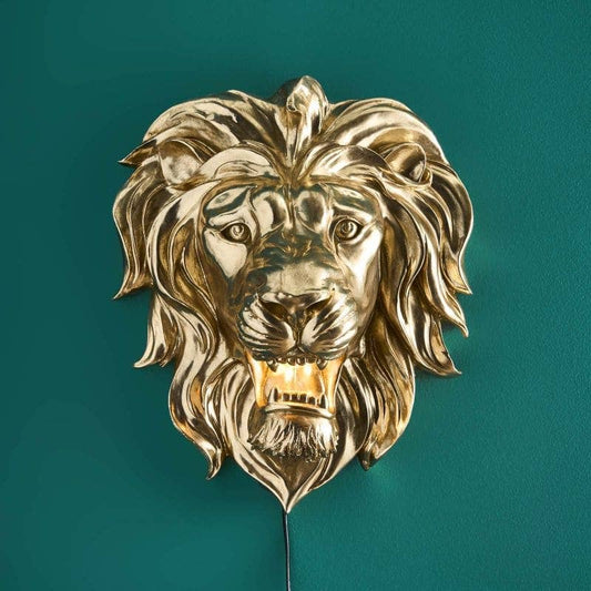 King Lion wandlamp goud, 47 x 41 x 24,5 cm
