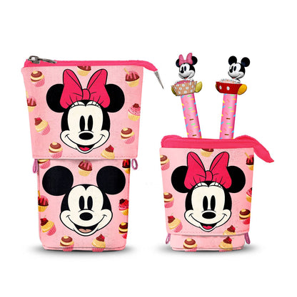 Trousse Mignonne + 2 Stylos Gel Effaçables Disney Minnie Mouse « Muffin » – Rose