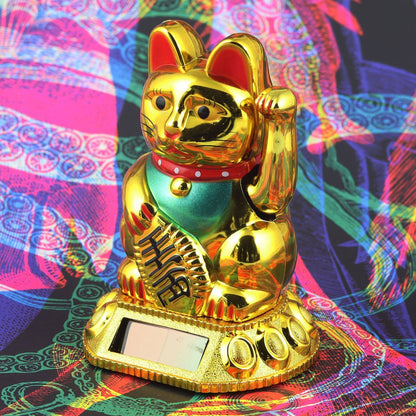 Golden solar lucky cat 8cm