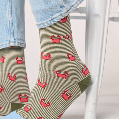 Combed cotton animal socks - Crab