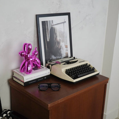 Ornement - Statue de chien ballon - Céramique - Rose métallique - 20x9x19 cm