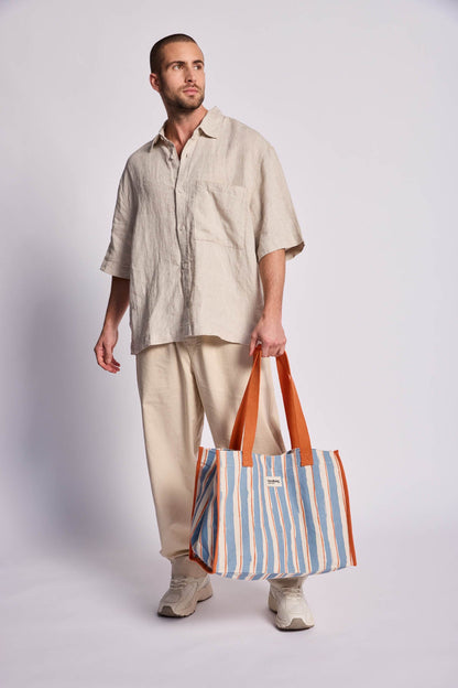 Sac cabas Claude Rayures orange et bleu