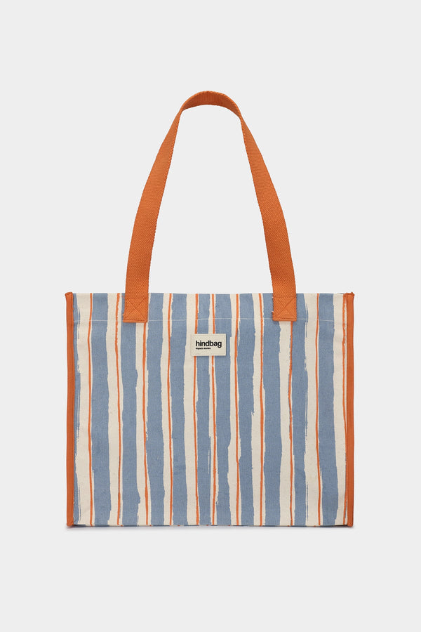 Claude Striped Orange and Blue Tote Bag