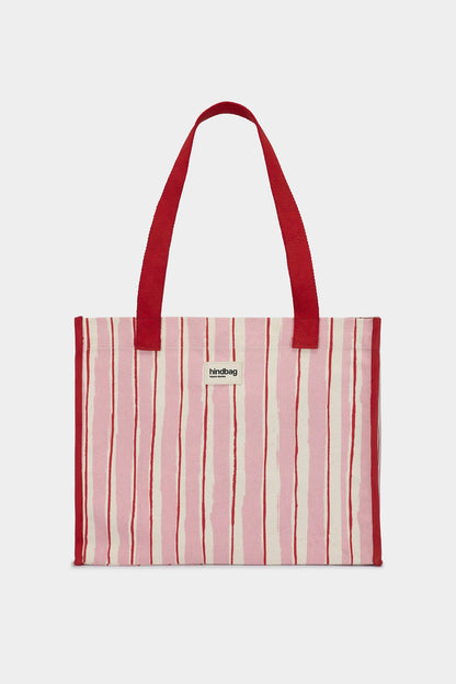 Sac cabas Claude Rayures rouge et rose