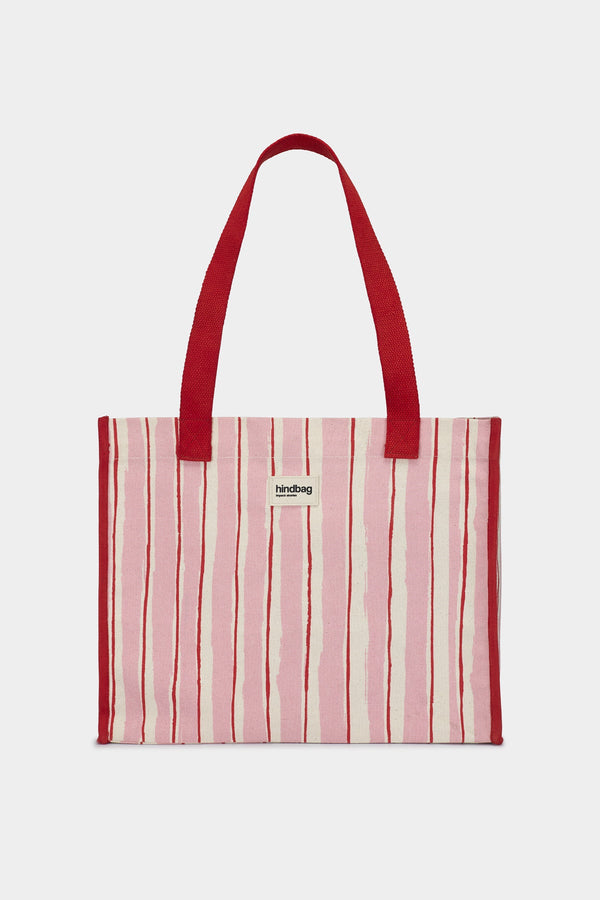 Claude Tote Bag Red and Pink Stripes