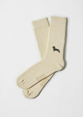 Chaussettes brodées BePets Teckel Beige