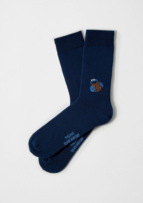 Chaussettes BeSesameStreet Cookie Monster Embroidered Bleu – Besocks