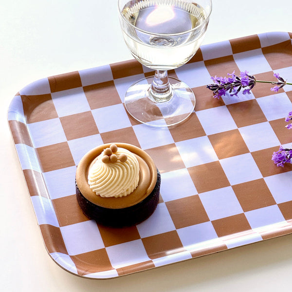 Caramel CHECKER Rectangular Serving Tray - 27x20 cm