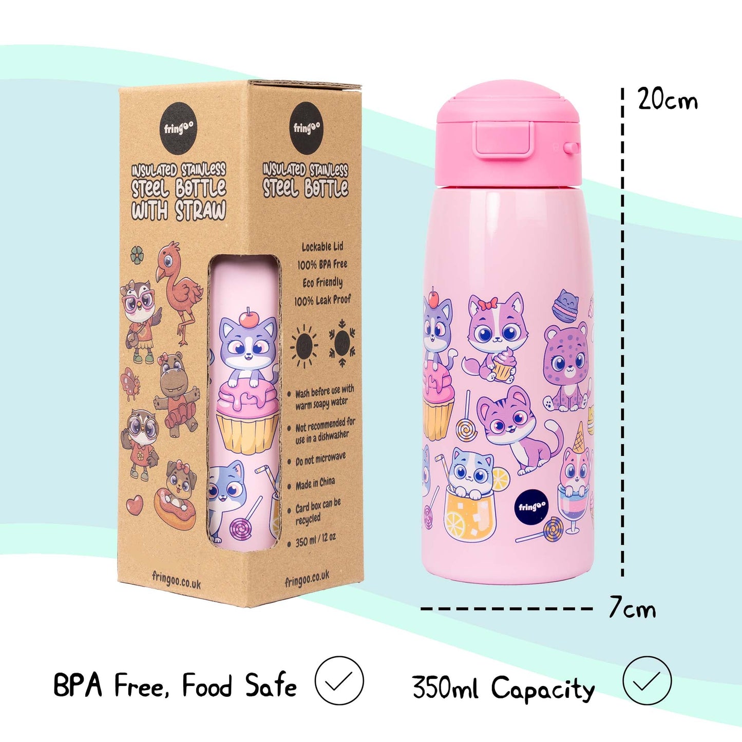 Gourde en acier inoxydable 350ml – Cats & Sweets