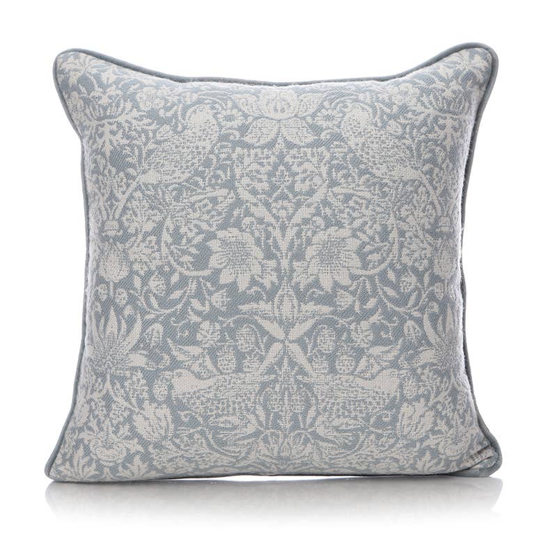 William Morris Strawberry Thief hellblaues Kissen