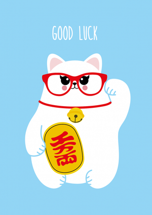 Lucky Cat Postcard "Good Luck"